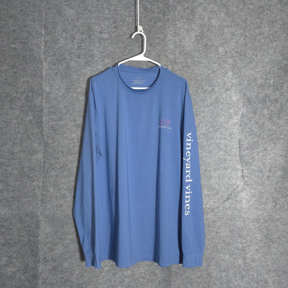 Vineyard Vines Performance Shirt Mens L Blue Whale Logo Long Sleeve Tee 1V0969